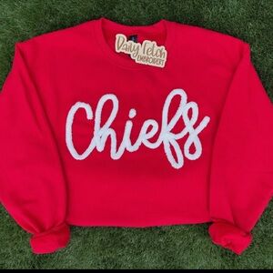 Chiefs yarn embroidered Red  Sweatshirt